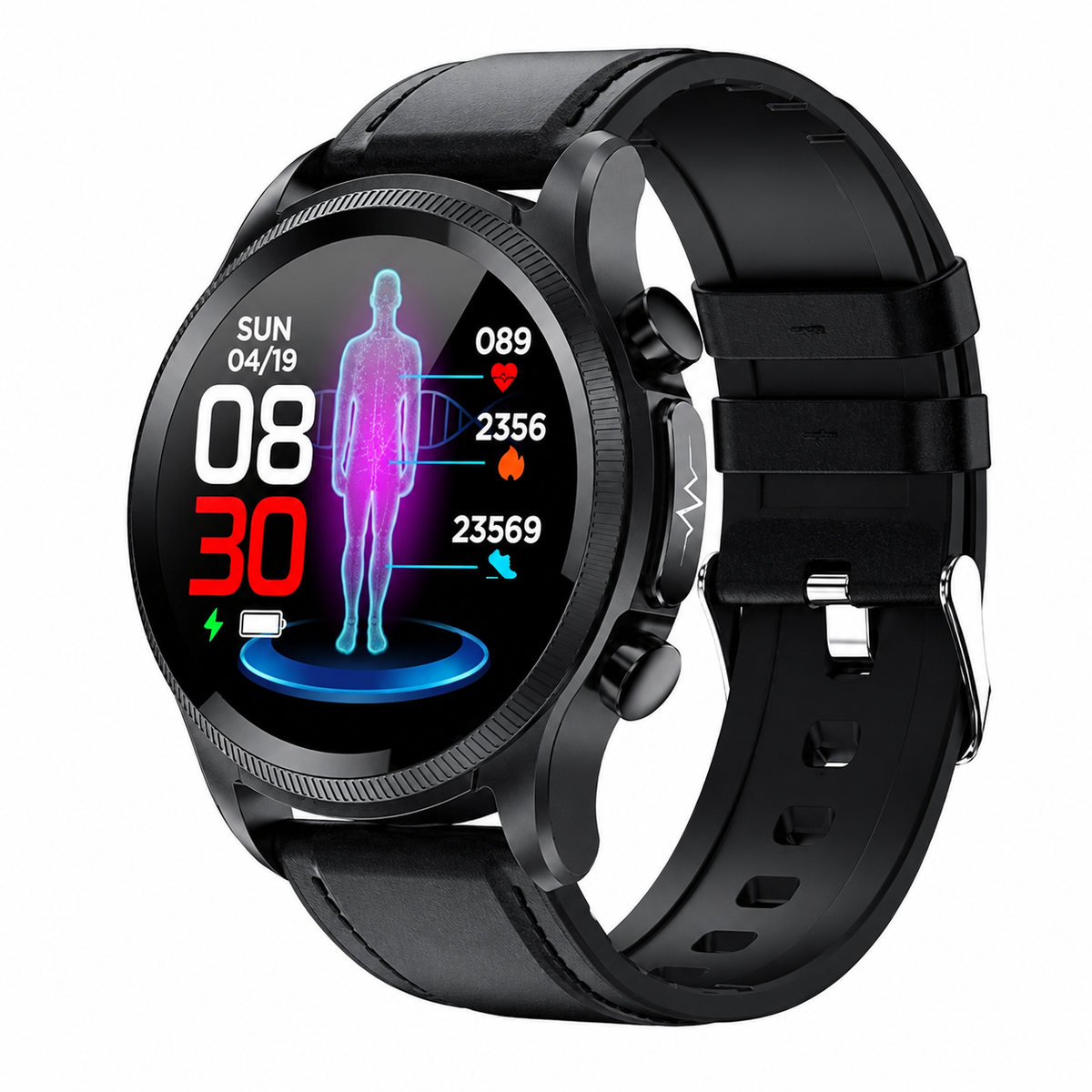 Sleek Wrist-Worn Heart Rate Glucose Monitoring Fitness Smartwatch Tracker