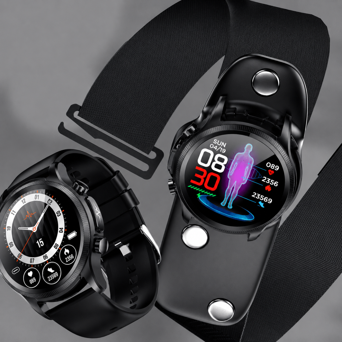 Sleek Wrist-Worn Heart Rate Glucose Monitoring Fitness Smartwatch Tracker