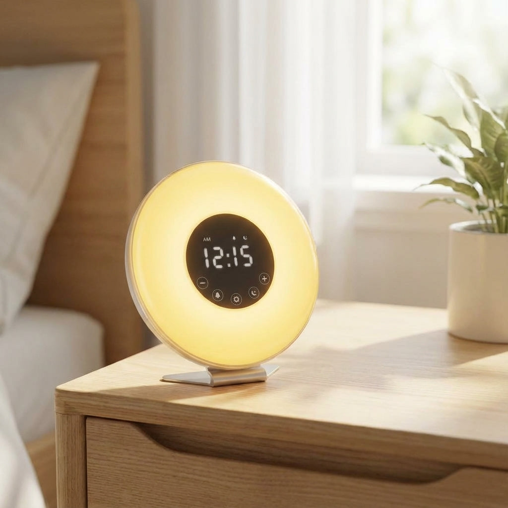 Sunrise Simulation Dimmable Bedside Alarm Clock With Nature Sounds