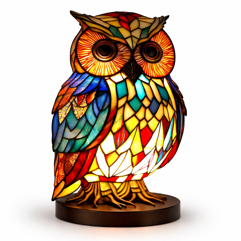 Stained Glass Style Animal Figurine Accent Table Lamp