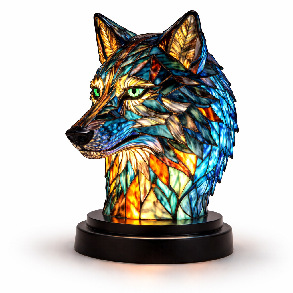 Stained Glass Style Animal Figurine Accent Table Lamp