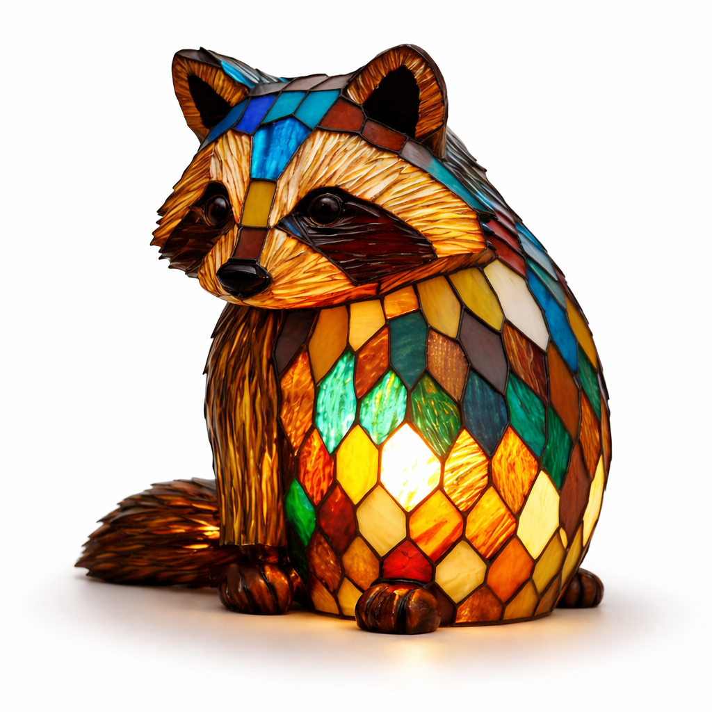 Stained Glass Style Animal Figurine Accent Table Lamp