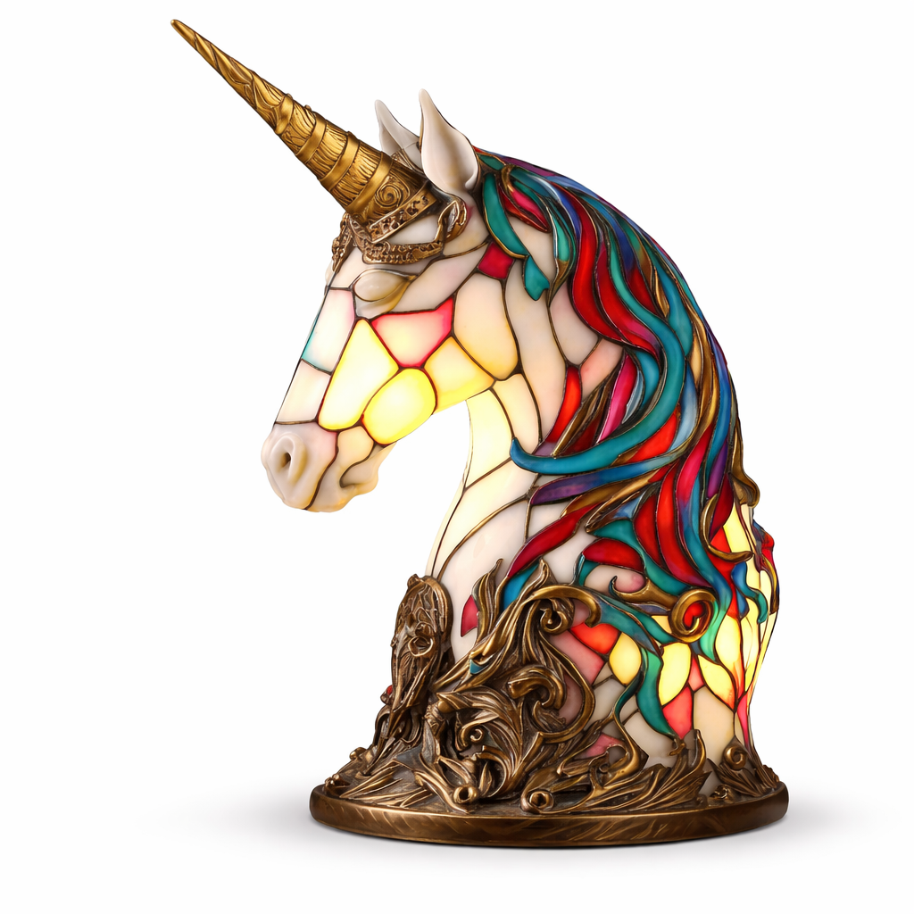 Stained Glass Style Animal Figurine Accent Table Lamp