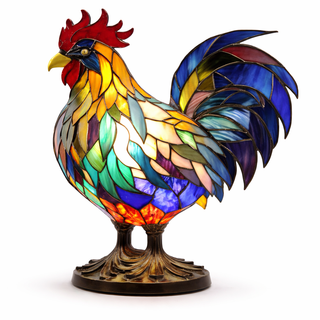 Stained Glass Style Animal Figurine Accent Table Lamp