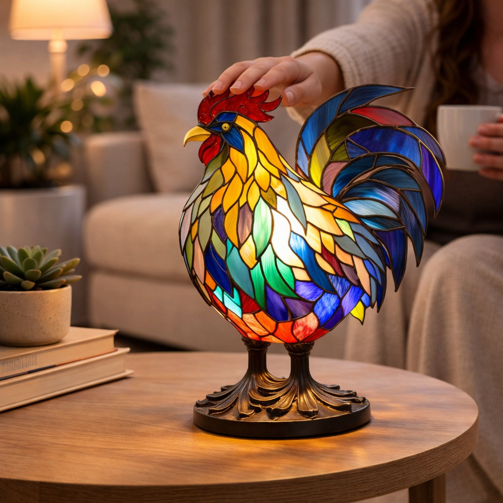 Stained Glass Style Animal Figurine Accent Table Lamp