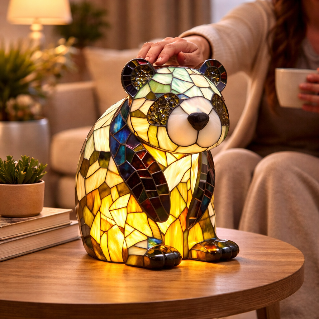 Stained Glass Style Animal Figurine Accent Table Lamp