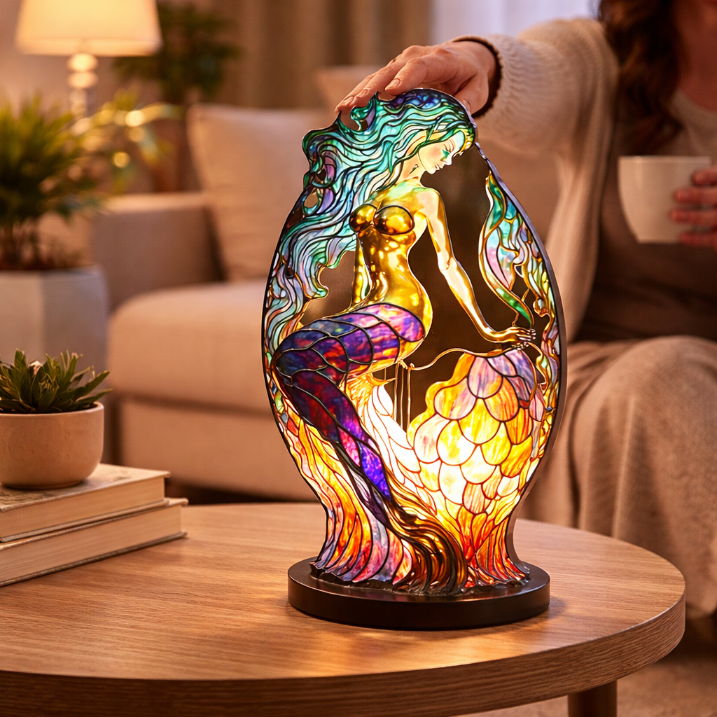 Stained Glass Style Animal Figurine Accent Table Lamp
