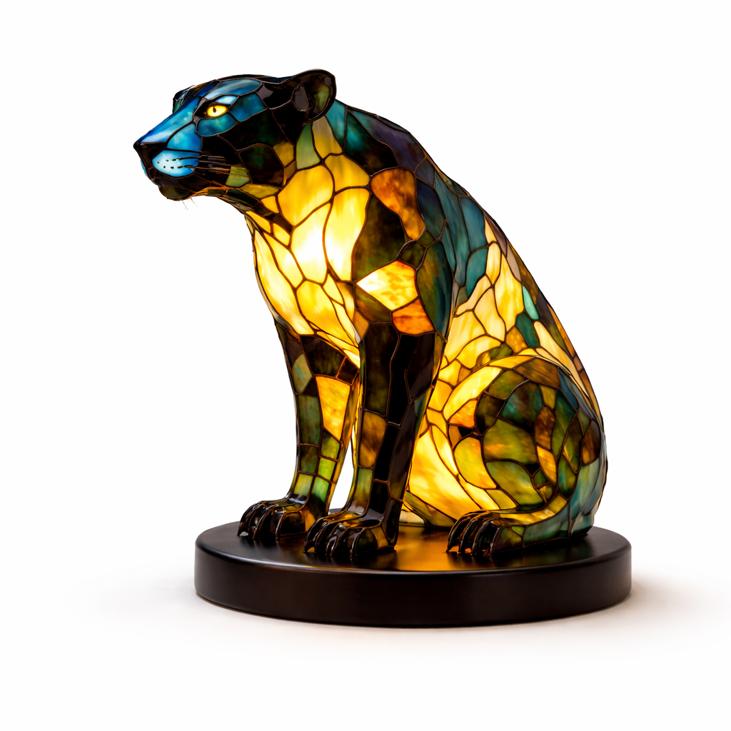 Stained Glass Style Animal Figurine Accent Table Lamp