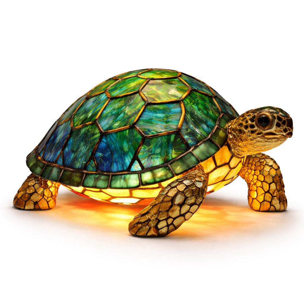 Stained Glass Style Animal Figurine Accent Table Lamp