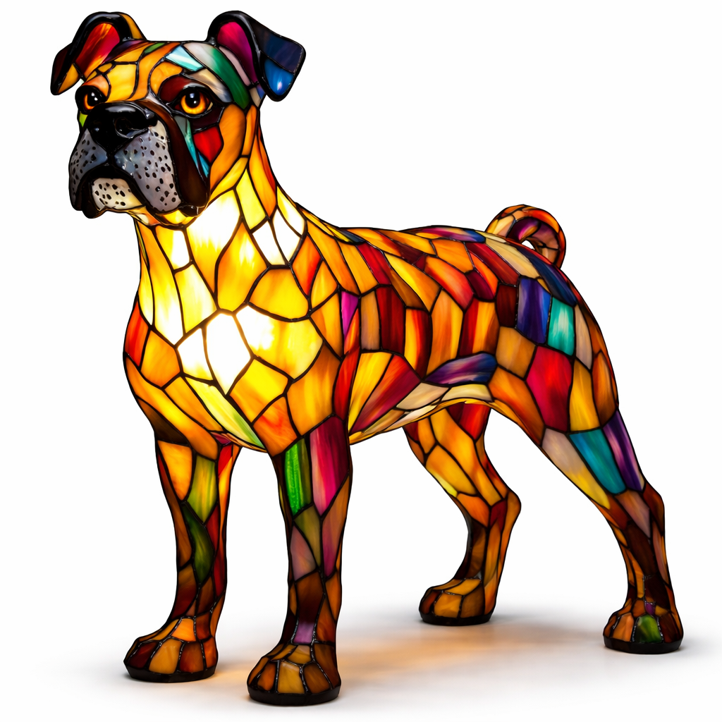 Stained Glass Dog Silhouette Decorative Animal Table Lamp