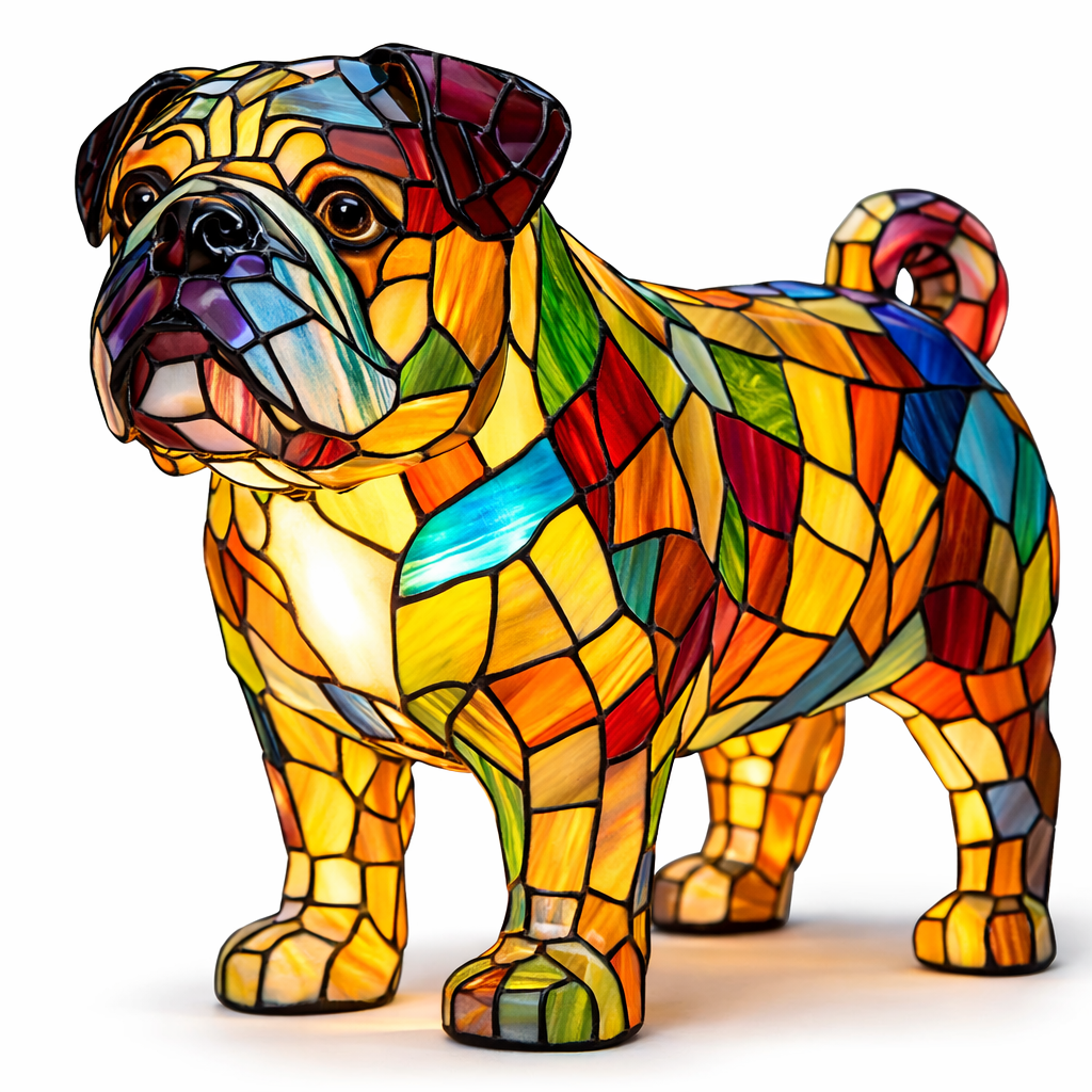 Stained Glass Dog Silhouette Decorative Animal Table Lamp