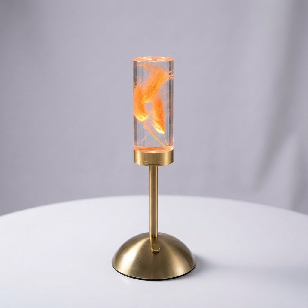 Sculptural Floral Column Cordless Touch Control Table Lamp