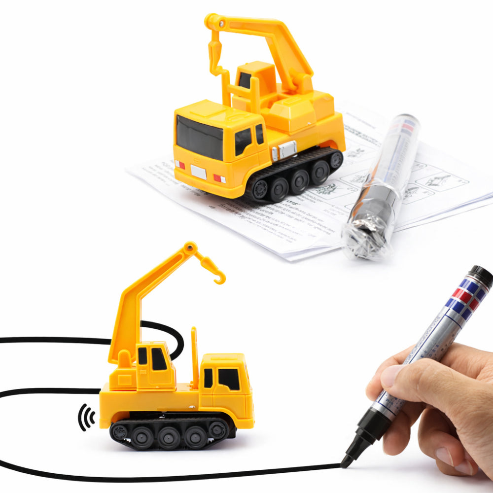 Compact Interactive Pen Guided Track Drawing Toy Car Set
