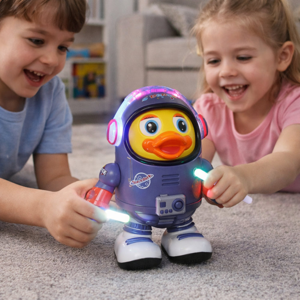 Space Themed Dancing Astronaut Duck Musical Interactive Toy Figure
