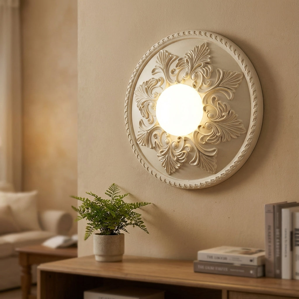 Engraved Milk Glass Diffuser Ambient Wall Light