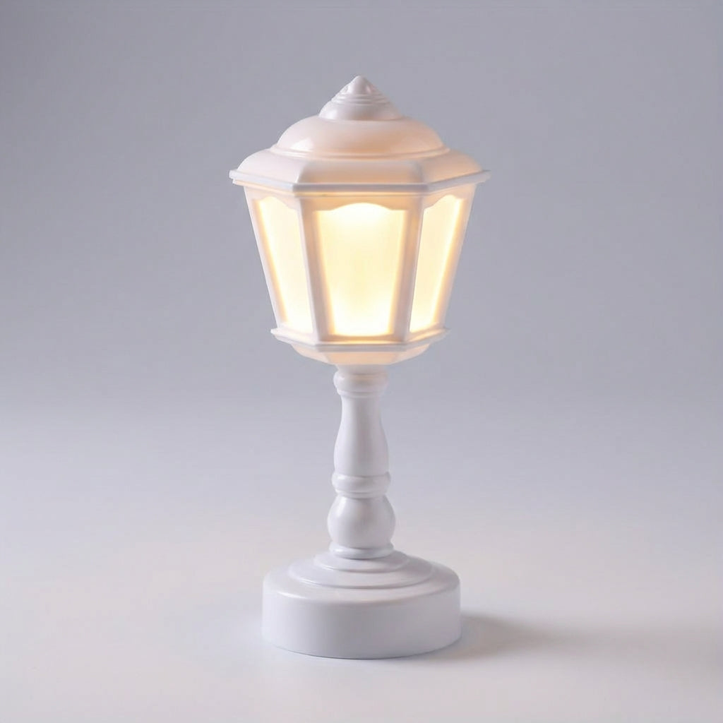 Vintage Street Lantern Silhouette Cordless Battery Operated Table Lamp