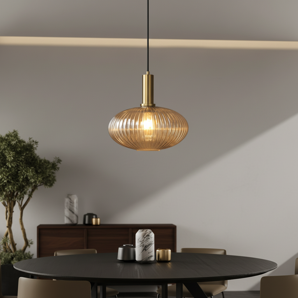 Vintage Colored Glass Warm Glow Pendant Light