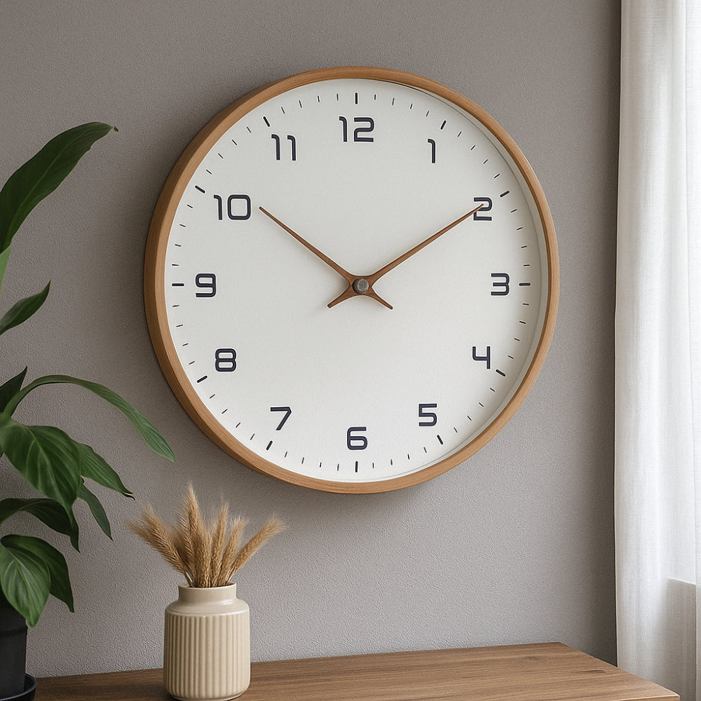 Modern Solid Wood Silent Non-Ticking Decorative Wall Clock
