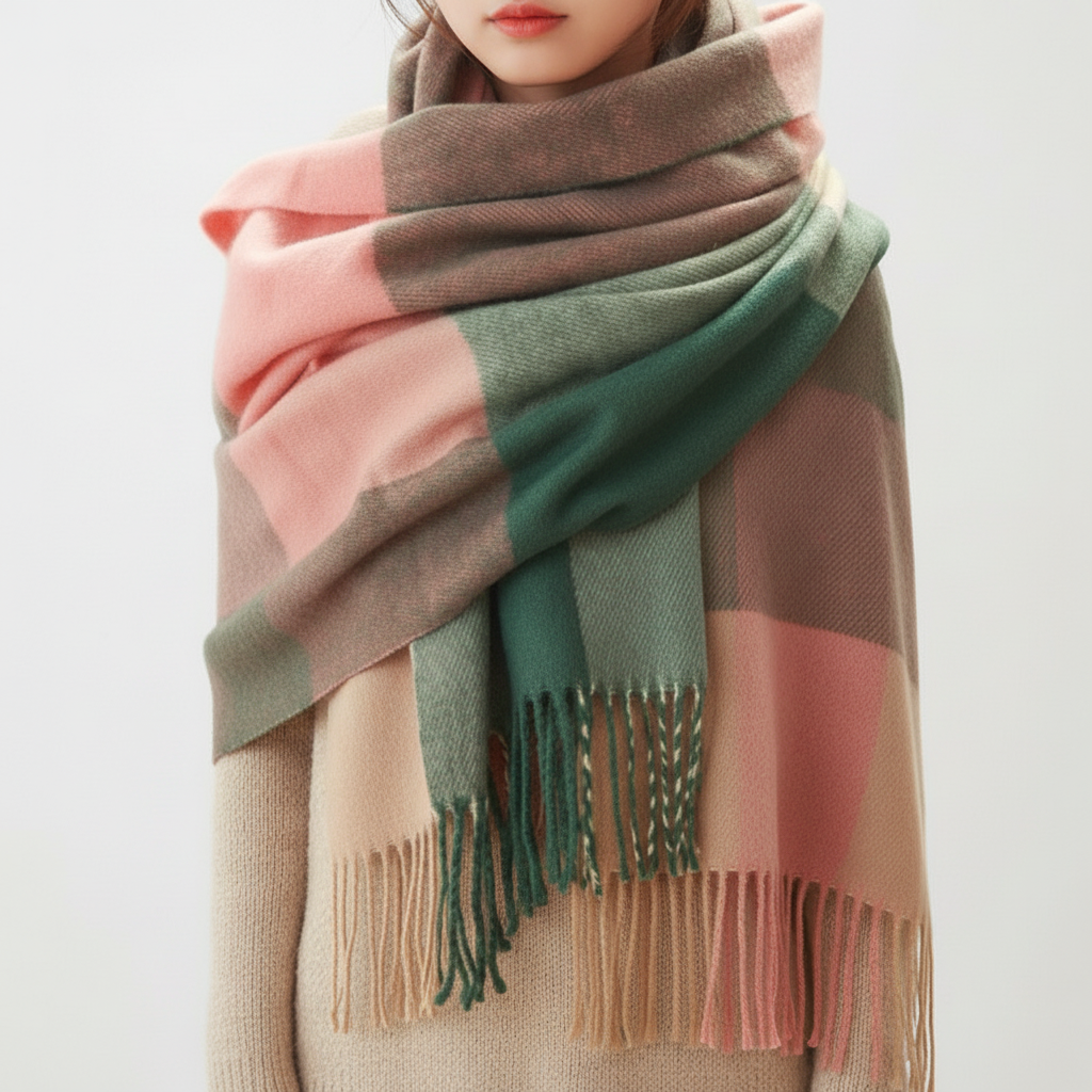 Soft Diamond Pattern Oversized Wrap Scarf