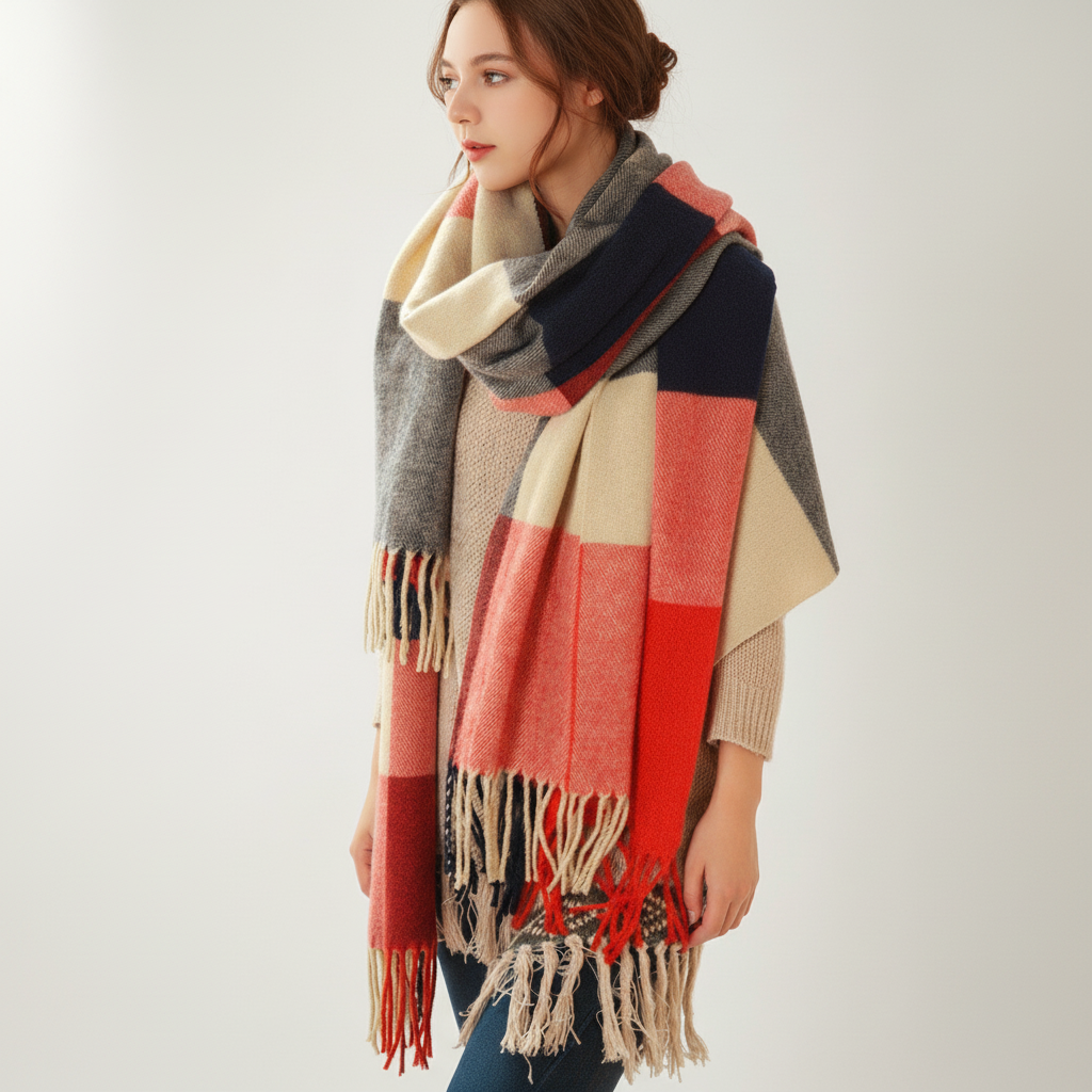 Soft Diamond Pattern Oversized Wrap Scarf