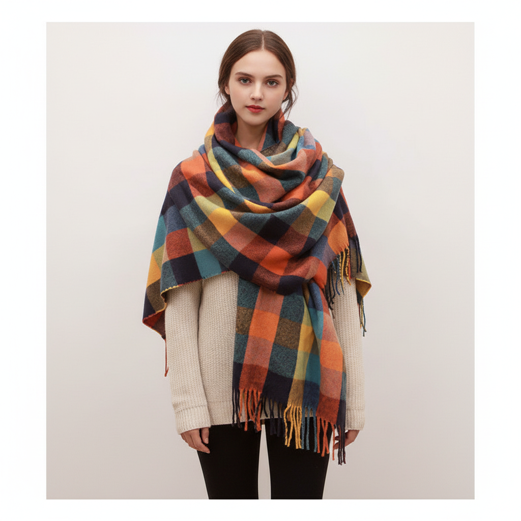 Soft Diamond Pattern Oversized Wrap Scarf