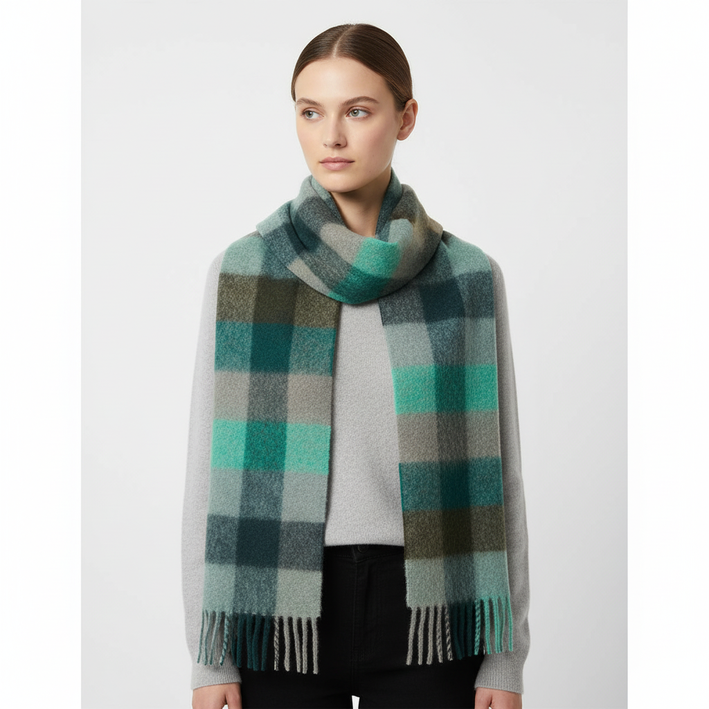 Classic Check Pattern Soft Fluffy Winter Scarf