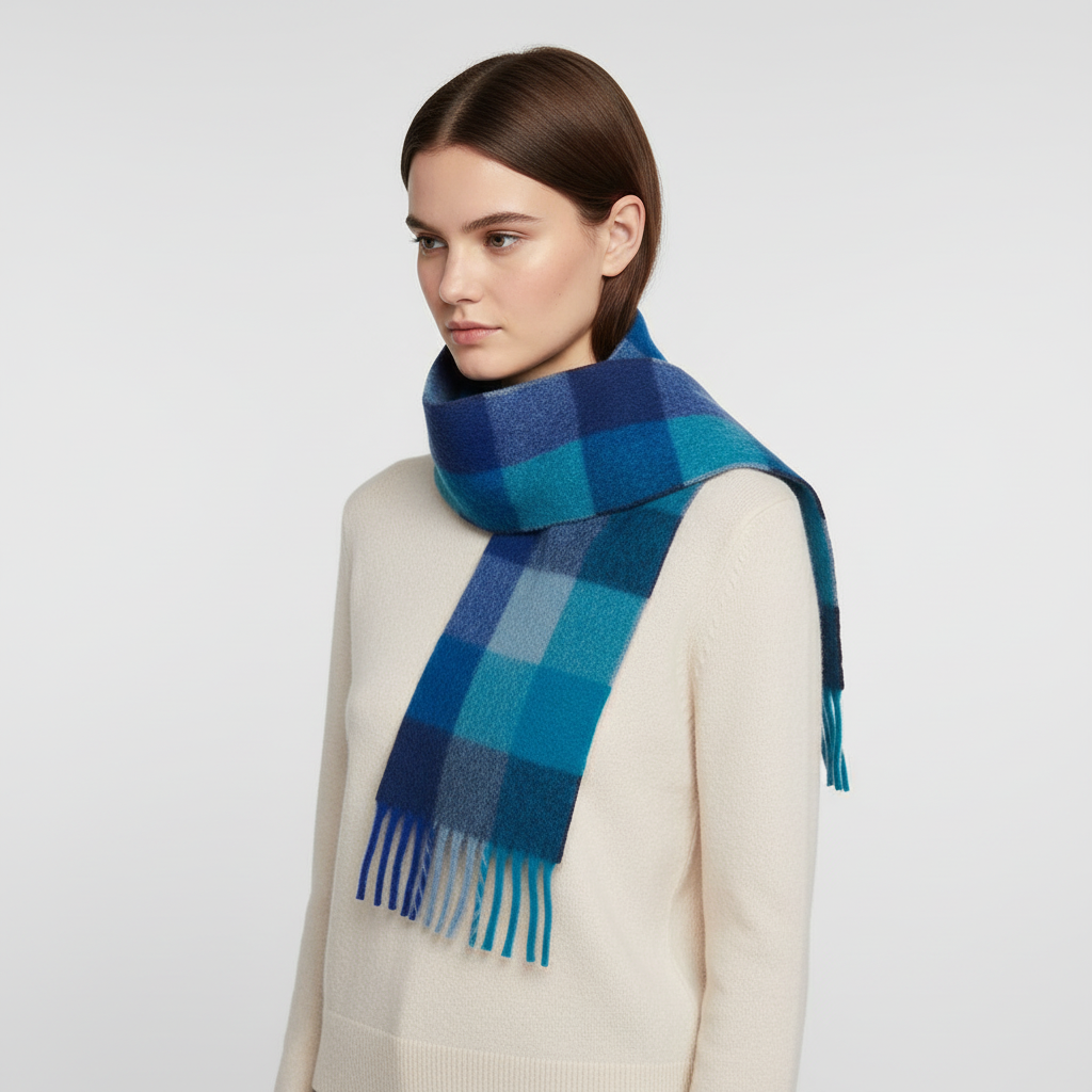 Classic Check Pattern Soft Fluffy Winter Scarf