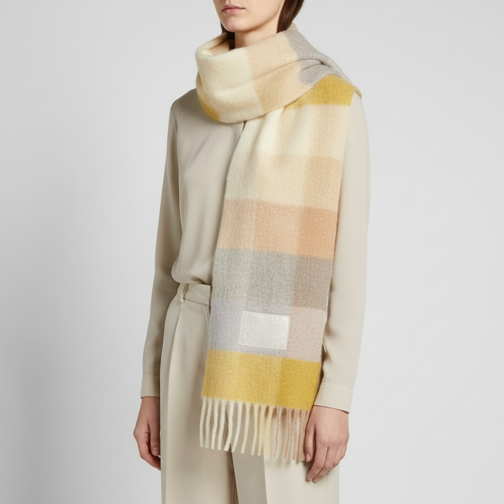 Classic Check Pattern Soft Fluffy Winter Scarf