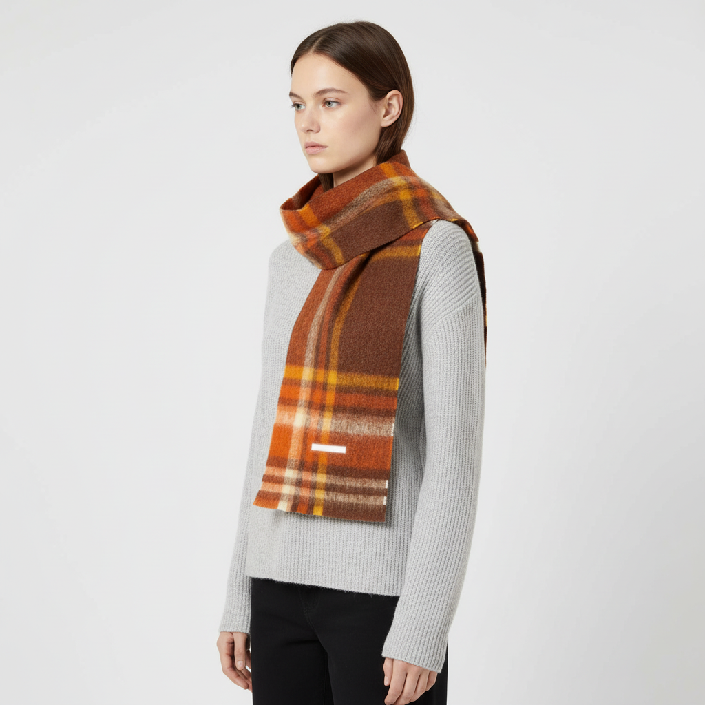 Classic Check Pattern Soft Fluffy Winter Scarf