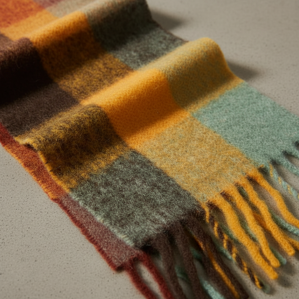 Classic Check Pattern Soft Fluffy Winter Scarf