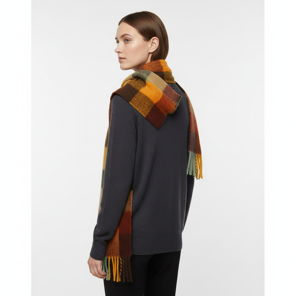 Classic Check Pattern Soft Fluffy Winter Scarf