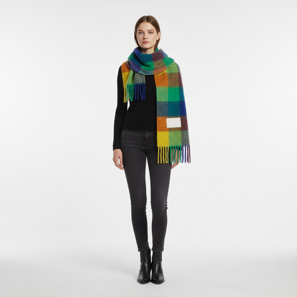 Classic Check Pattern Soft Fluffy Winter Scarf