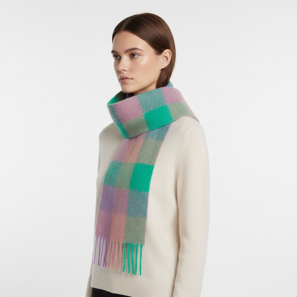 Classic Check Pattern Soft Fluffy Winter Scarf