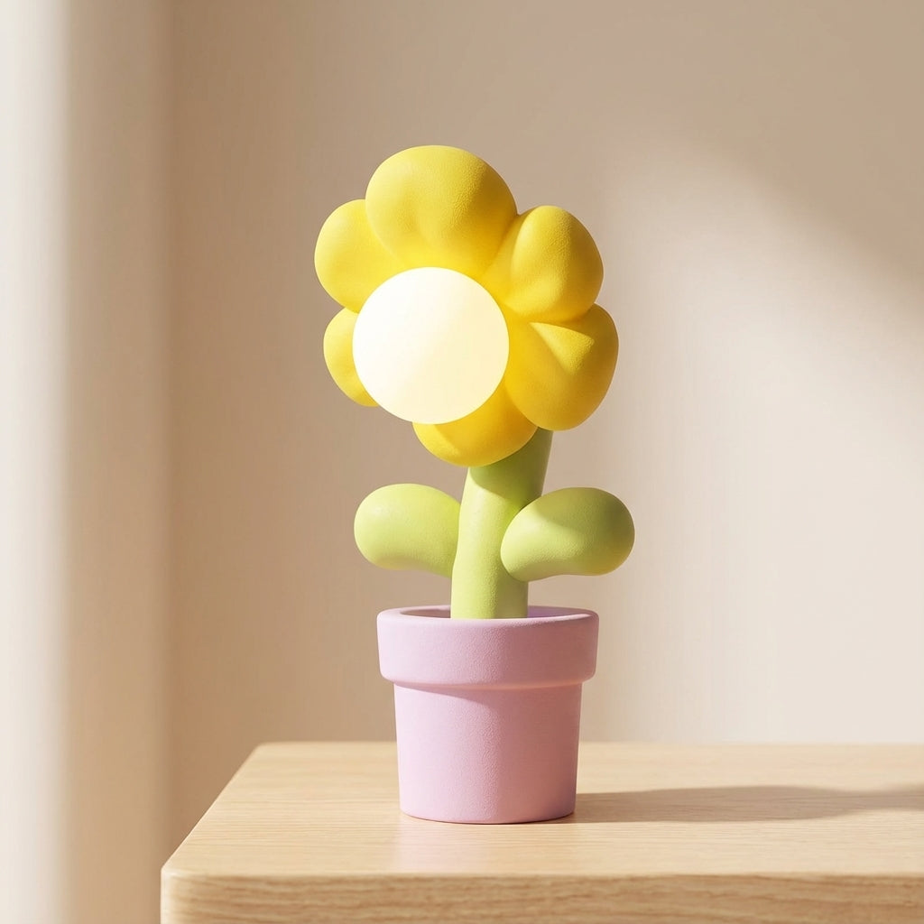 Sculpted Flower Silhouette Resin Bedside Table Lamp