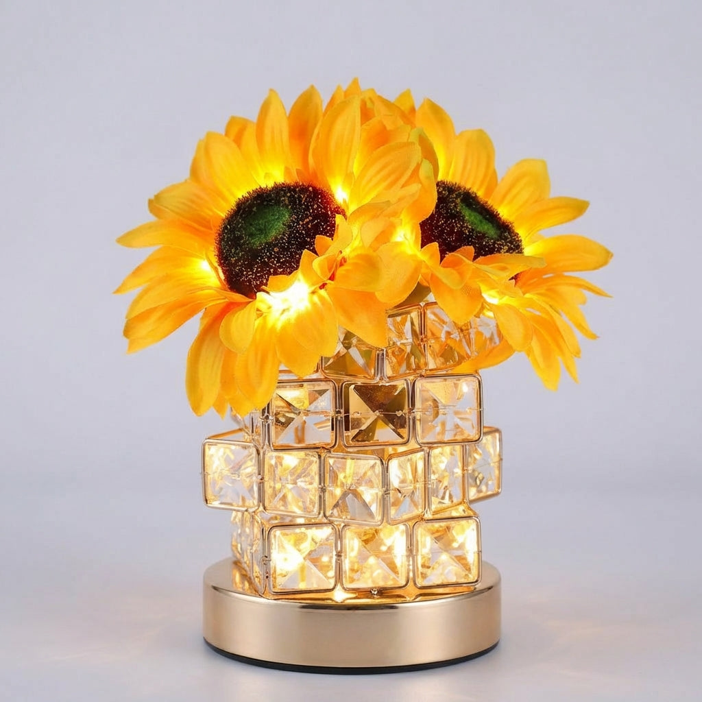 Crystal Prism Glow Metal Cordless Rechargeable Touch Table Lamp