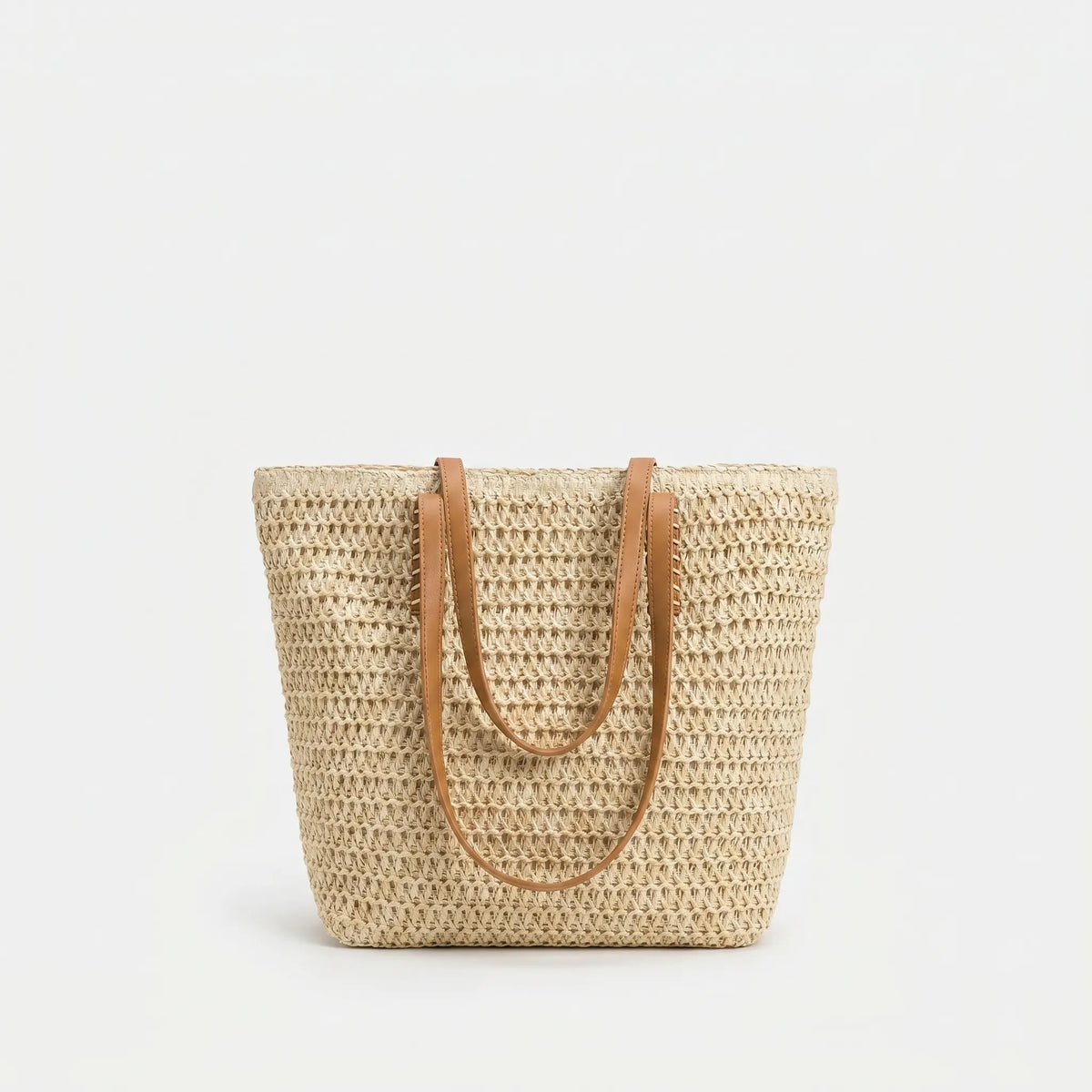 Textured Woven Spacious Zippered Shoulder Beach Tote Handbag