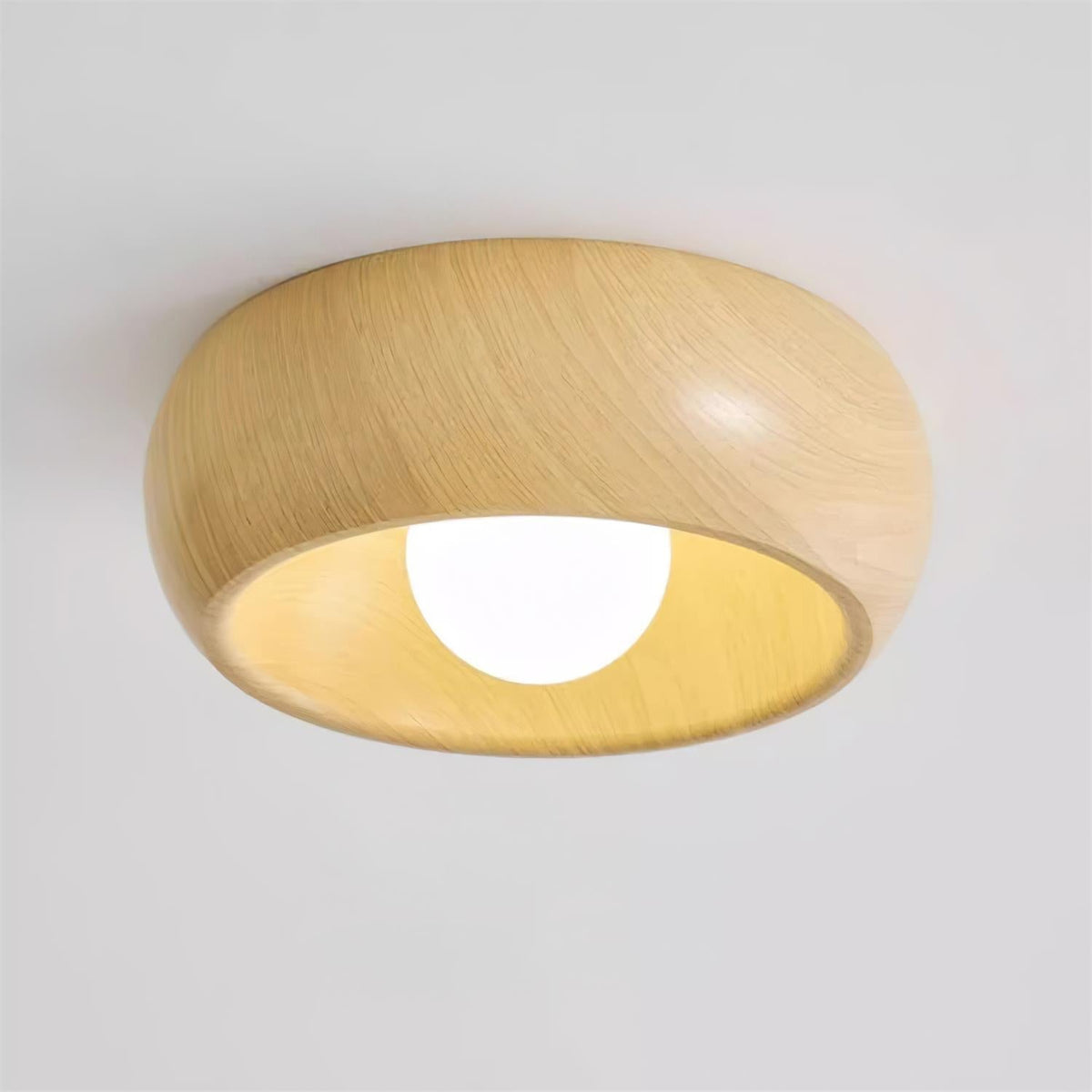 Minimalist Round Wooden Scandinavian Japandi Surface Mount Ceiling Light