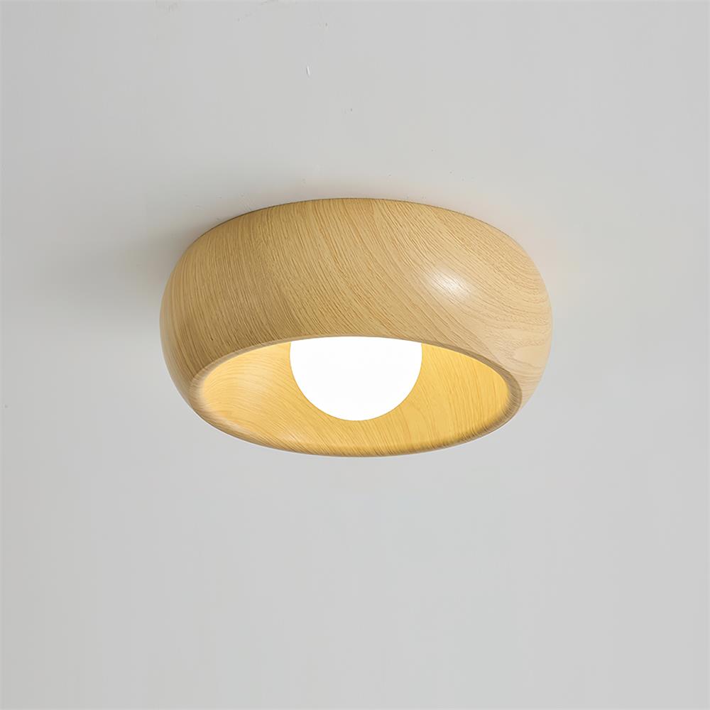 Minimalist Round Wooden Scandinavian Japandi Surface Mount Ceiling Light