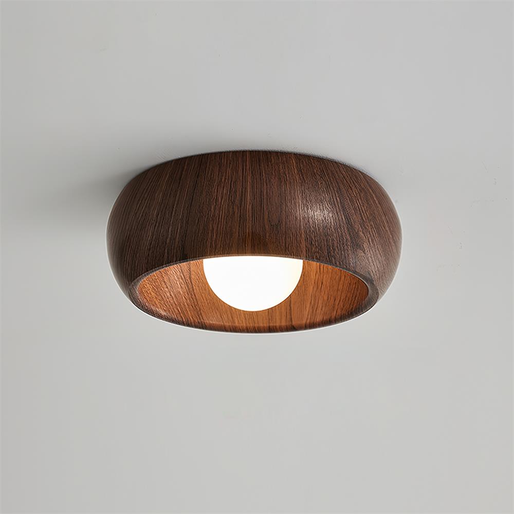Minimalist Round Wooden Scandinavian Japandi Surface Mount Ceiling Light