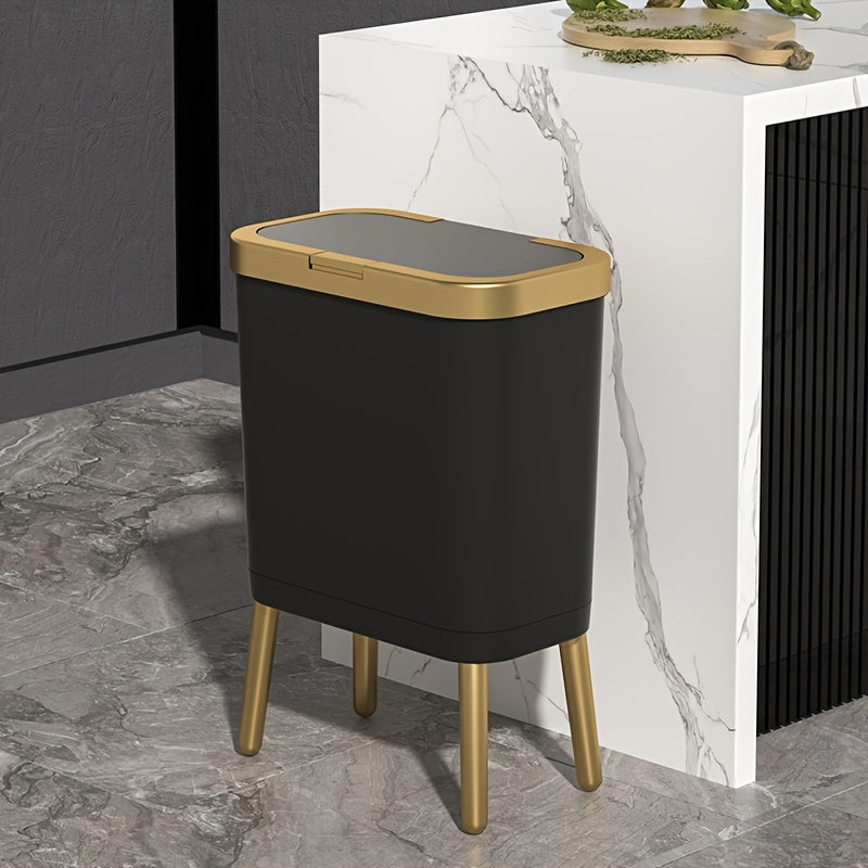Slim Rectangular Elevated Leg Flip Top Trash Can