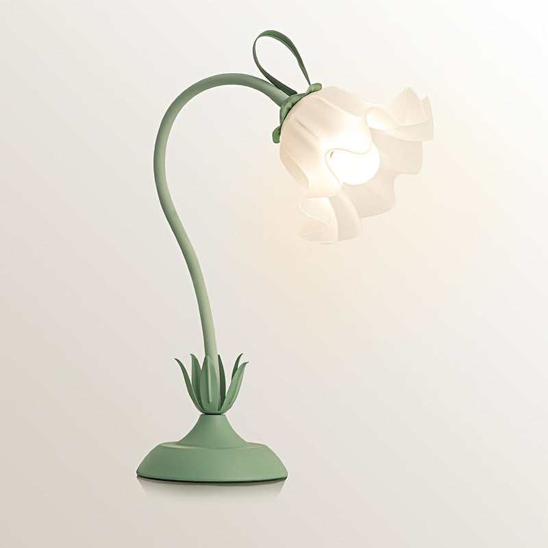 Sculptural Floral Bloom Shade Cast Iron Table Lamp