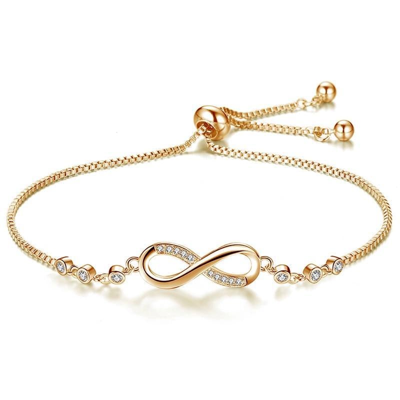 Adjustable Infinity Symbol Silver Chain Bracelet