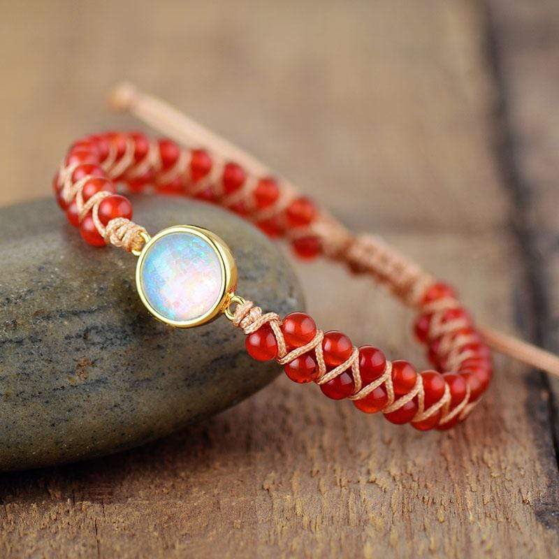 Handcrafted Amethyst Opal Beaded Boho Yoga Bracelet