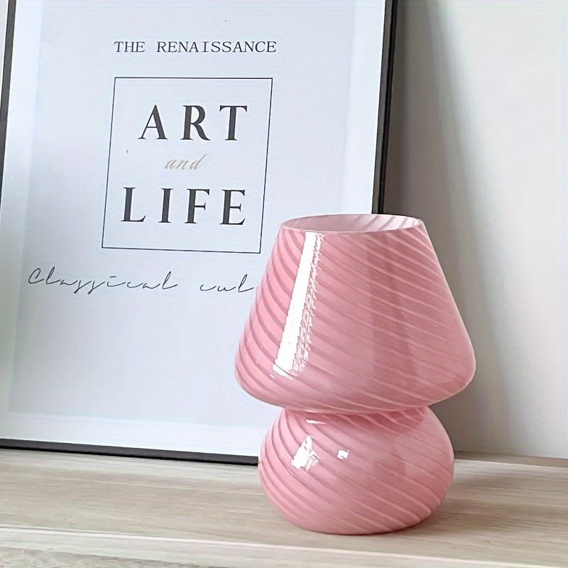 Swirled Art Glass Mushroom Dimmable Table Lamp