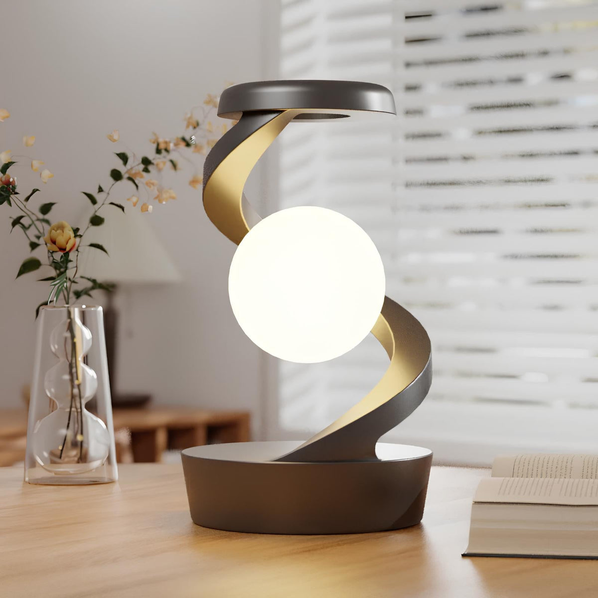 Spiral Arm Sphere Gesture Control Wireless Charging Table Lamp