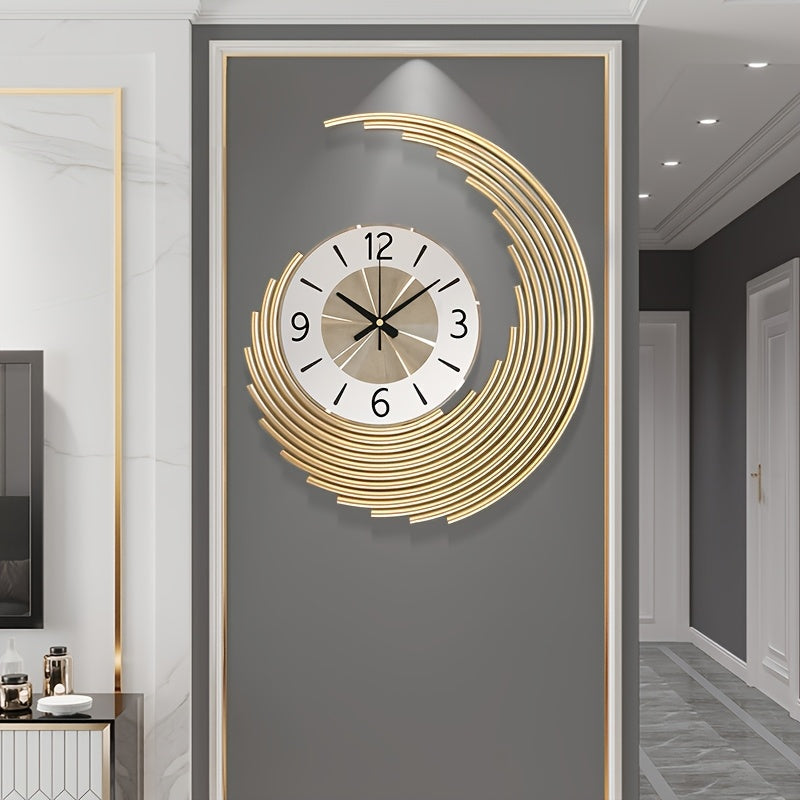 Layered Crescent Metal Silent Quartz Decor Wall Clock