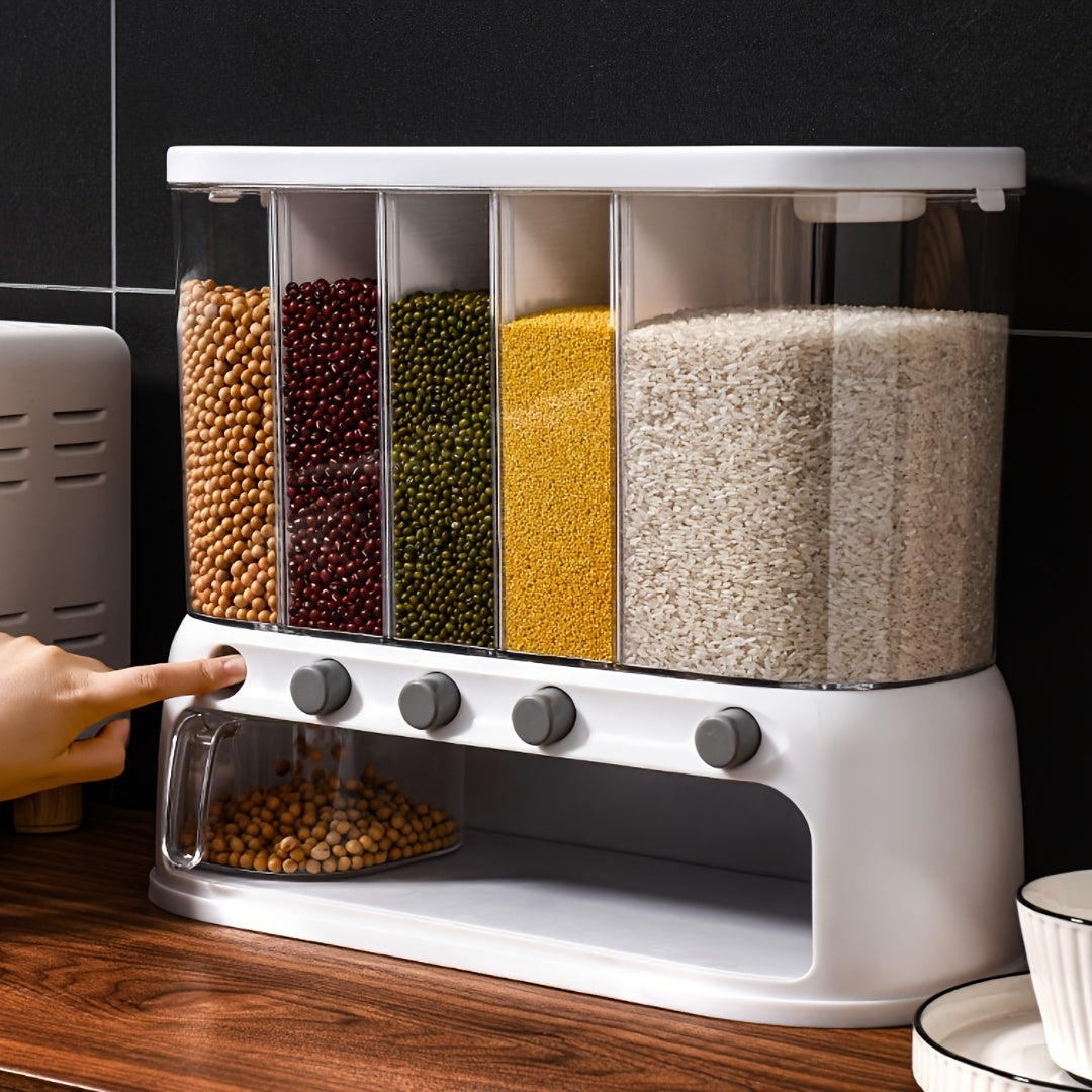 Transparent Compartmentalized Airtight Flip-Top Pantry Grain Storage Container