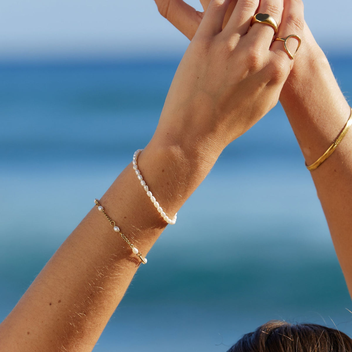 Handmade Freshwater Pearl Gold Plated Silver Adjustable Bracelet