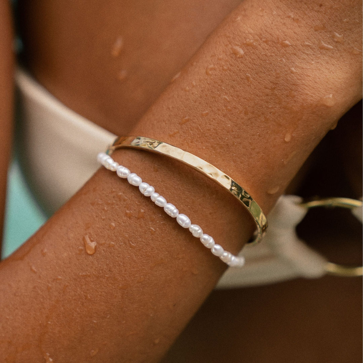 Handmade Freshwater Pearl Gold Plated Silver Adjustable Bracelet