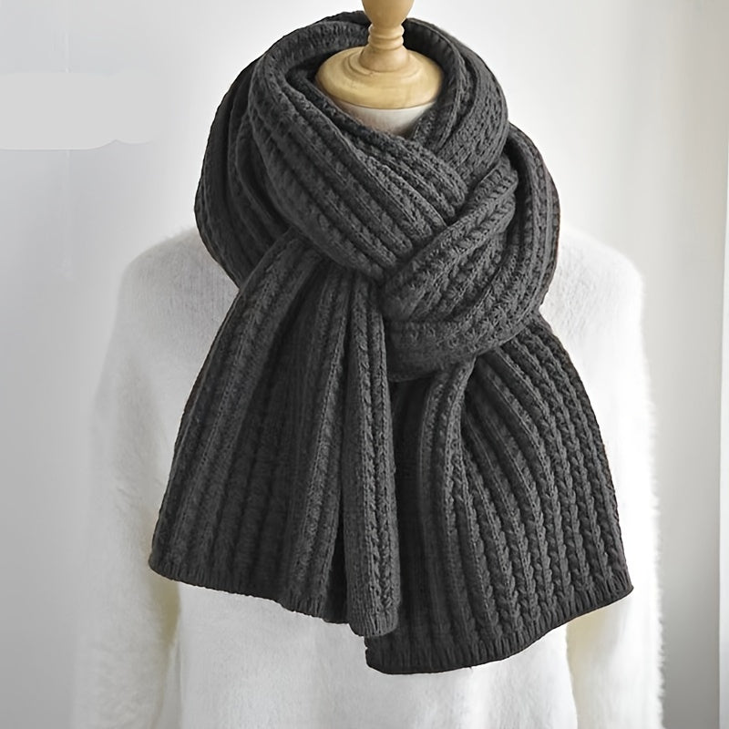 Geometric Pattern Knitted Polyester Unisex Winter Scarf